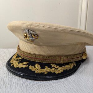 United States Military Hat Marines Berkshire Caps Major Dress White w/ pin badge